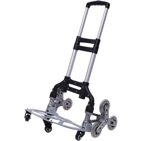 Carro de transporte Carro salvaescaleras Carro robusto Carro plegable portátil Carro portaequipajes de aluminio Equipado con 6 ruedas y 4 ruedas giratorias Altura regulable