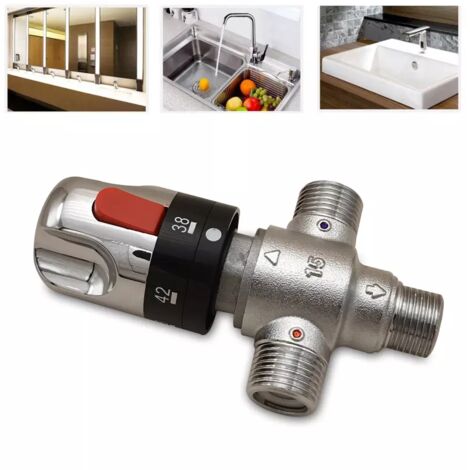 Mezclador termostático para grifería de ducha, baño, lavabo y bañera, 3 vías, 20-55 °C. (1/5)