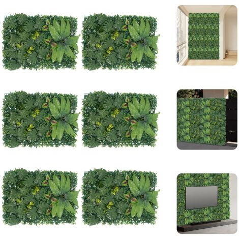 6 paneles vegetales, 40 cm x 60 cm, plantas artificiales, pared vegetal artificial, decoración mural vegetal artificial. (1/5)