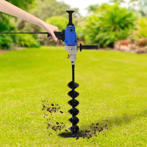 Taladro eléctrico, tornillo 1900 W, taladro con broca (diámetro 120 mm) y motor con escobillas, kit de taladro profesional, broca de pozo