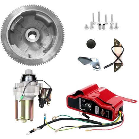 Volante de inercia Kit de arranque eléctrico para Honda GX390 13 CV Motores y generadores con arranque magnético Volante de inercia Corona dentada Caja de llaves