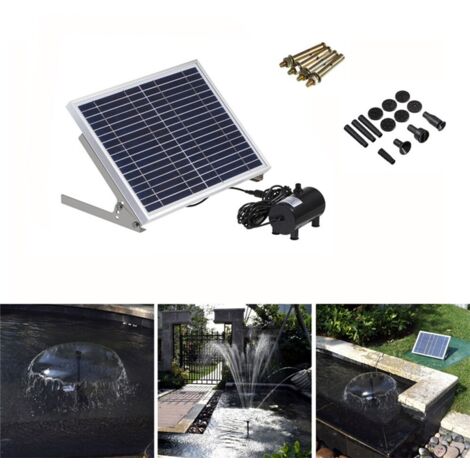Bomba para fuente con energía solar, kit para fuente de estanque con panel solar, bomba de agua solar de 10 W y 1000 l/h, bomba para cascada, fuente para estanque de jardín, bajo nivel sonoro.