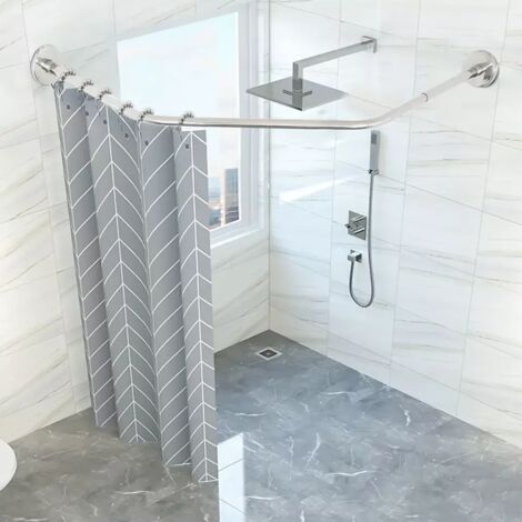 Barra extensible de acero inoxidable 304 en forma de rombo para cortina de ducha de esquina de bañera (forma de rombo, lados: 45,1-75 cm, centro: 59,9 cm)