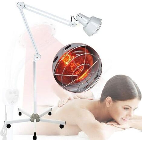 Lampe infrarouge Émetteur infrarouge Lampe chauffante Lampe à lumière rouge Lampe de soin Hauteur réglable. Équipée de cinq roulettes 275 W