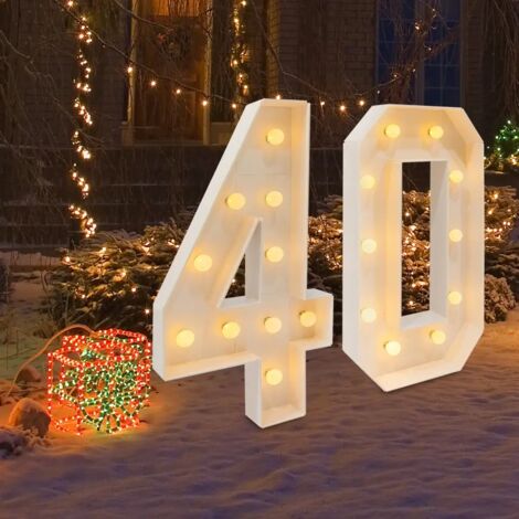 100cm Lámpara fluorescente de cumpleaños de 40 números Decoración de ...