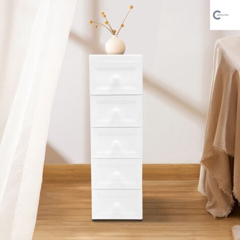 Carro de baño Mueble de cocina Carro de cocina con 5 cajones Cocina Blanco