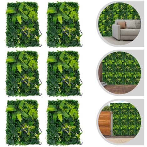 Lote de 6 piezas, 60 × 40 cm, muro vegetal artificial, vegetación artificial, vegetación mural, muro vegetal verde.