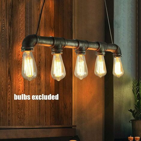 5 lámparas de techo vintage industrial, modernas, industriales, nostálgicas, clásicas, con tubo de agua, para salón, dormitorio, bar, color negro (1/4)