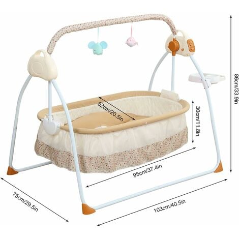 Cuna Eléctrica para Bebé de Carga 0-25Kg, Cuna Mecedora para Bebé con  Bluetooth, Cama Oscilante Automática de 90*50 cm (Pink)