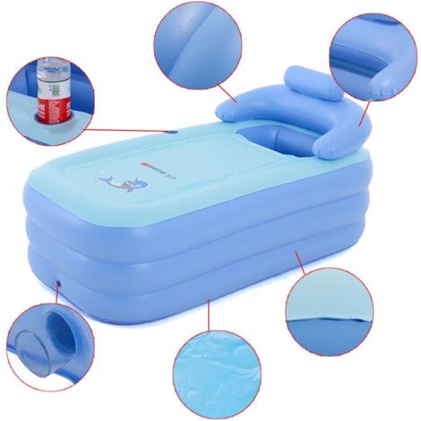 Blowup - Bañera de spa para adultos, PVC, plegable, portátil, caliente,  hinchable, para viajes, color azul claro
