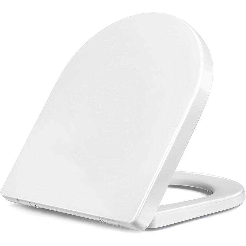 Tapa WC, Asiento de inodoro con cierre suave para una limpieza fácil, Tapa de WC fijación superior en forma de U, formaldehído, color blanco