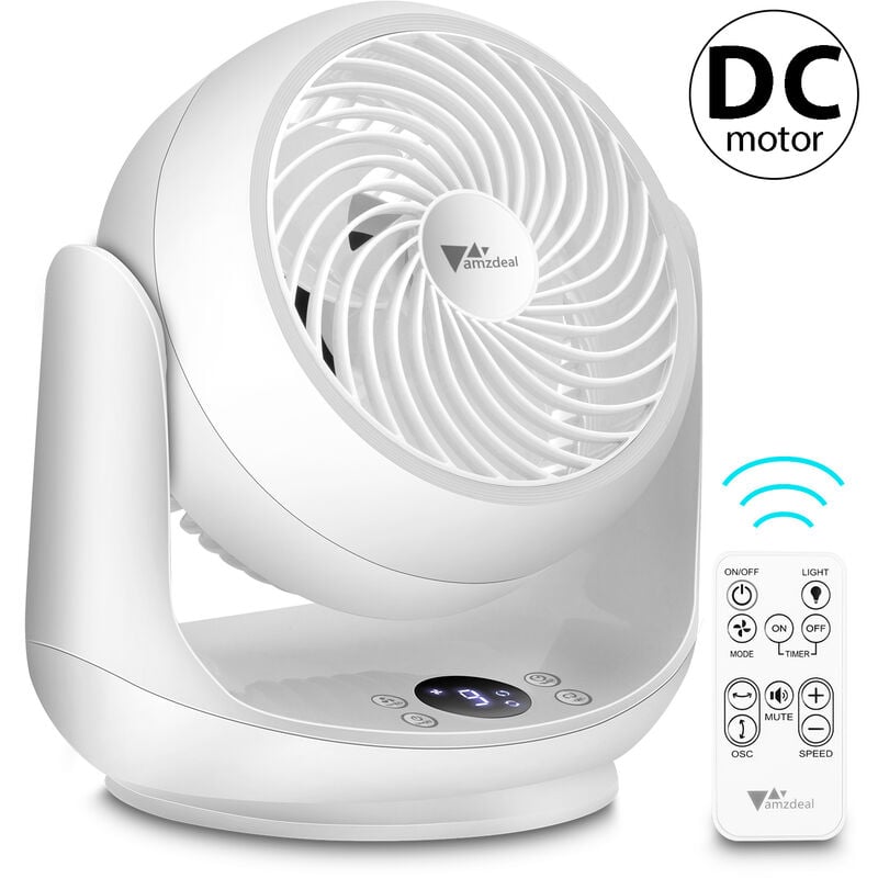 Ventilador silencioso con control remoto, 9 velocidades, 3 modos, circulación de ventilador turbo con oscilación horizontal y vertical, temporizador de 1 a 9 horas para oficina, dormitorio, sala de estar, 6,5 m/s