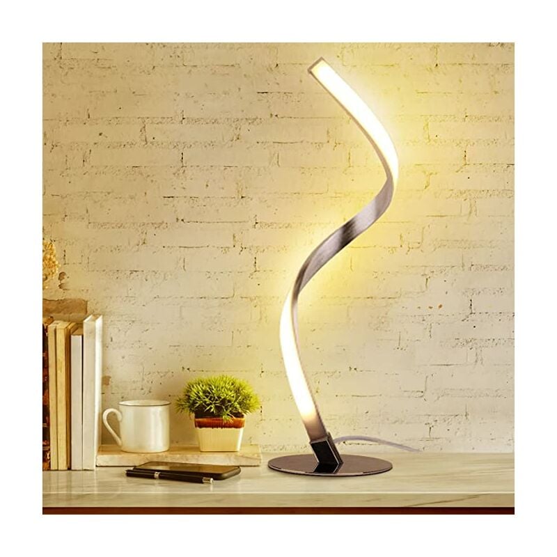 Lámpara de mesa en espiral: lámpara de mesa LED de 4,5 W con luz blanca cálida de 3000 K, lámpara de escritorio con cable de 1,5 m, lámpara de noche moderna para sala de estar, dormitorio, oficina