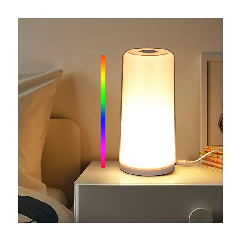 Lámpara de noche LED - Luz de noche LED con multicolor, 3 niveles de brillo ajustables, control táctil, lámpara de mesa regulable para dormitorio, sala de estar y oficina