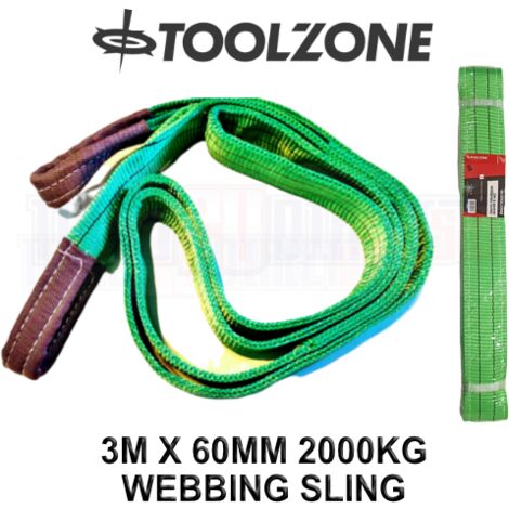 Toolzone 2000KG Webbing Sling 3M X 60MM Lifting Towing Forklift Heavy ...