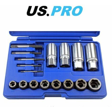 US PRO 17pc Screw, Bolt, Stud & Nut Extractor MIXED Set 2649