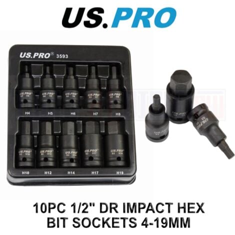 15 Piece 1/2 in Drive Combination Impact Hex Bit Socket Set