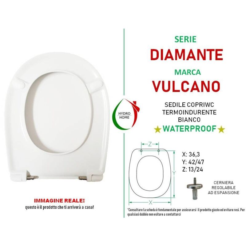 Copriwater Diamante Vulcano termoindurente bianco