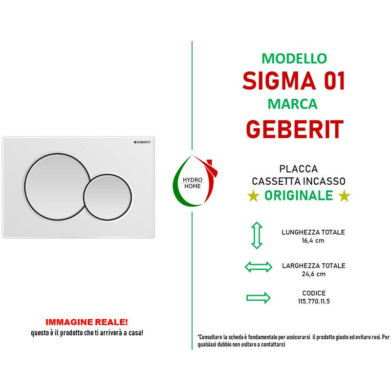 Piastra di azionamento Bianca Sigma01 doppio tasto Geberit
