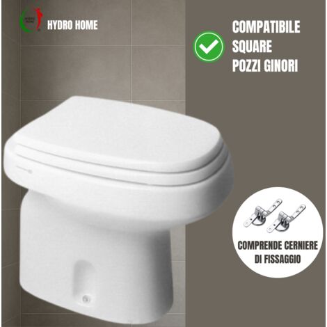 Copriwater In MDF Laccato Bianco Per Pozzi Ginori Square - Cerniere Cromate - Foto 8