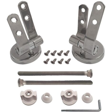 Kit Cerniere universali regolabili fissaggio dal basso Acciaio INOX per copriwater in legno (1/4)