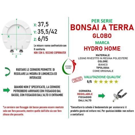 Copriwater Dedicato Per FALERII DUETTO QUADRO Legno POLIESTERE Pregiato Cerniera Inox