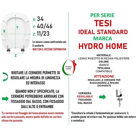 Copriwater come Originale Linda Ideal Standard legno rivestito in resina  poliestere Bianco by HYDRO HOME : : Fai da te