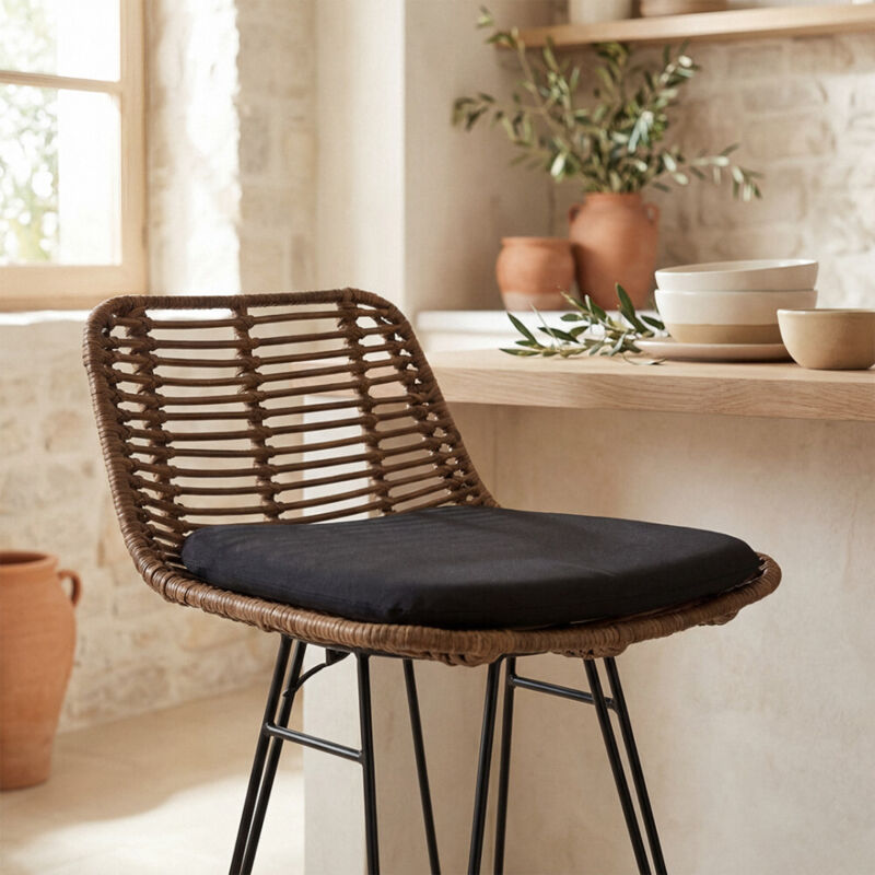Lot De 2 Chaises De Bar David Réglables 90-110cm - Noisette Et Noir