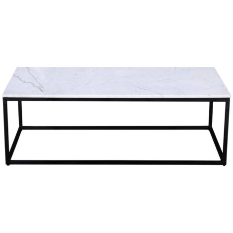Table basse en marbre et métal 120x65cm - Blanc - SAKU (1/5)