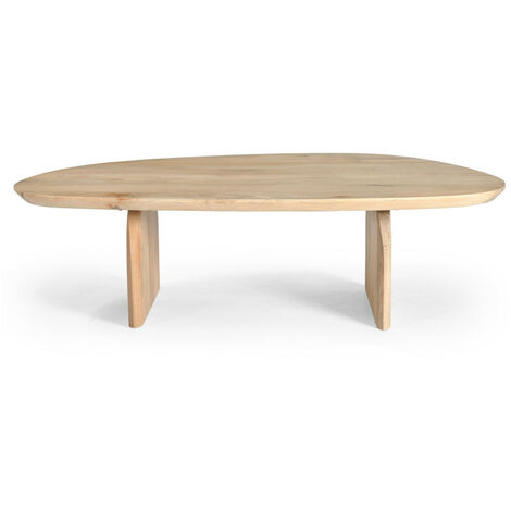 Drawer – Table basse fixe en bois massif de manguier – Bois clair – Hauteur 38 cm – Largeur 135 cm – Design bohème unique
