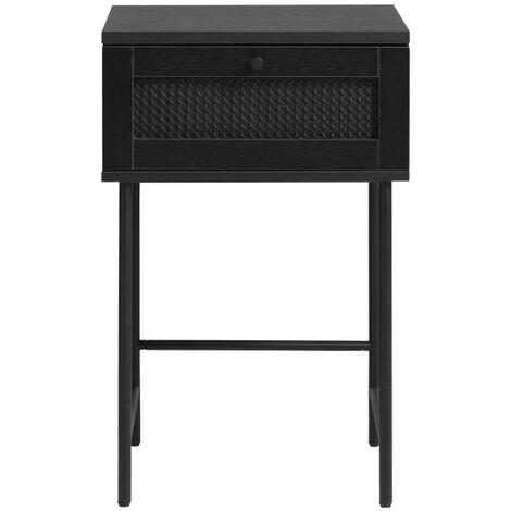Table de chevet 1 tiroir en bois et métal - Noir - RINTO (1/5)
