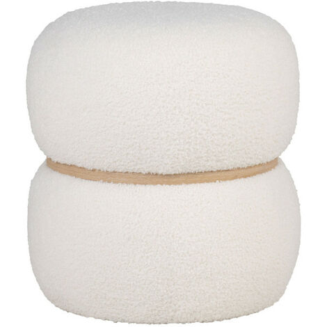 Pouf rond en tissu bouclette ø38cm - Blanc - MILFORD (1/5)