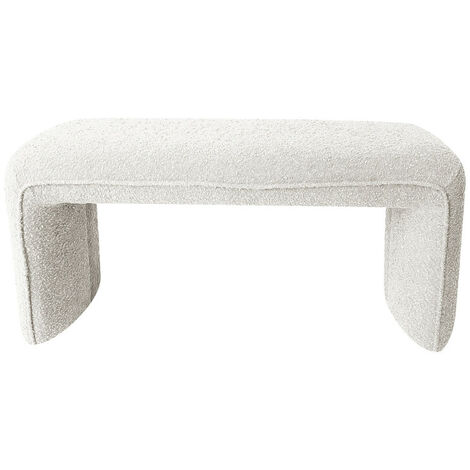 Banc rembourré en tissu bouclette L100cm - Blanc - FULL