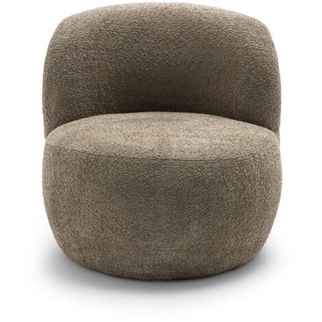 Fauteuil rond en tissu bouclette - Taupe - MO