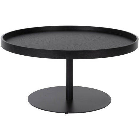Table basse ronde en bois et métal ø70cm - Noir - YURI (1/5)