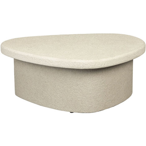 Table basse fixe en marbre recyclé beige 74x49x28 cm – Design sculptural – Surface d'appoint centrale – Pour salons minimalistes – Dutchbone