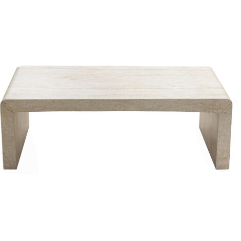 Drawer – Table basse rectangulaire effet travertin 120x55cm – Fibre de verre et polyciment – Extérieur couvert – Style bohème moderne