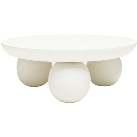 Table basse en bois massif ø90cm - Blanc - BUNGIN (1/4)