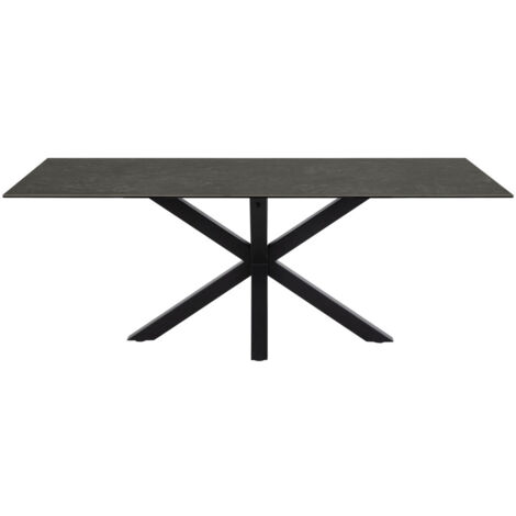 Table à manger 8 personnes en céramique et métal - Noir - EURAME (1/5)