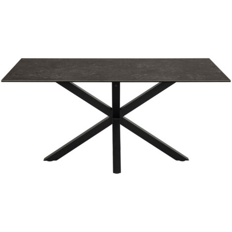 Table à manger 6 personnes en céramique et métal - Noir - EURAME (1/5)