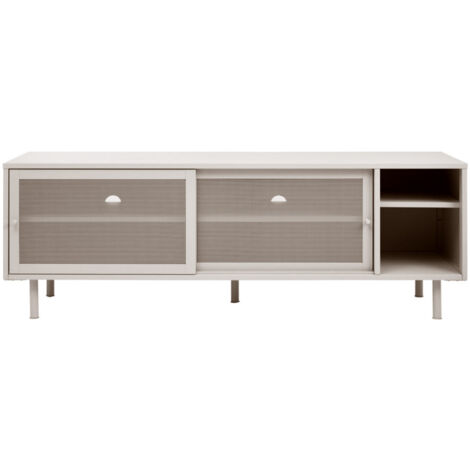 Meuble TV 2 portes, 2 niches en métal L160cm - Grège - KISO (1/5)