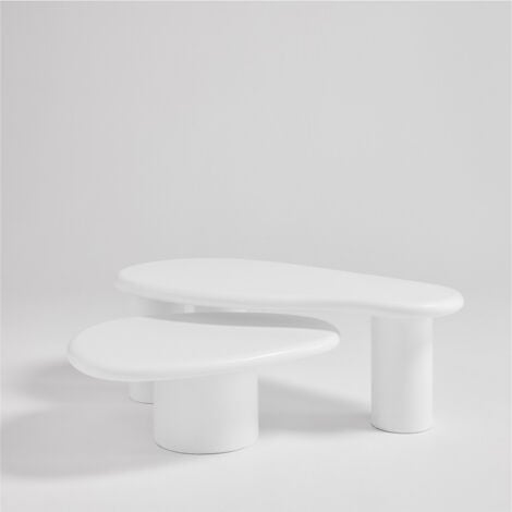 Table basse organique en fibre de ciment L80cm - Blanc - LUNA