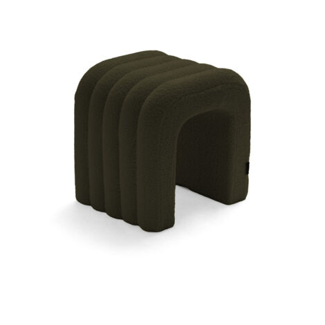 Tabouret rembourré en tissu bouclette - Vert kaki - MUI