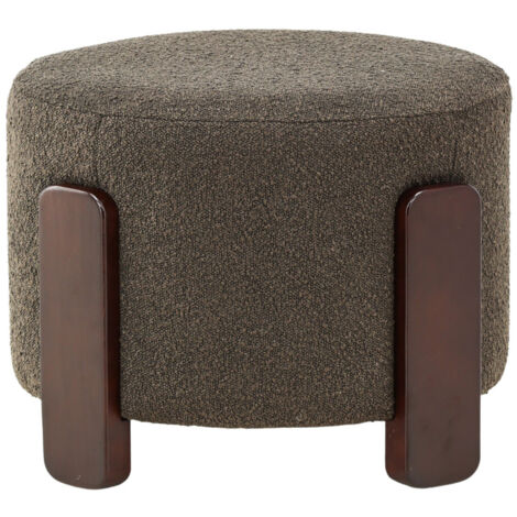 Pouf rond en tissu bouclette ø52,5cm - Gris foncé - COFFEY (1/5)