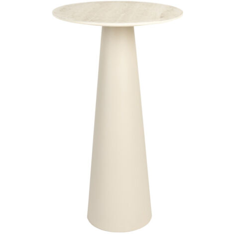 Table d'appoint ronde effet travertin ø40cm H70cm - Beige - Joya