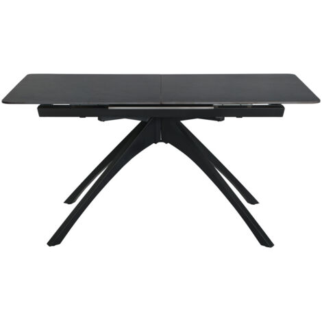 Table à manger extensible 6 à 8 personnes en céramique et métal 150-200x85cm - Gris foncé - Mystara (1/5)