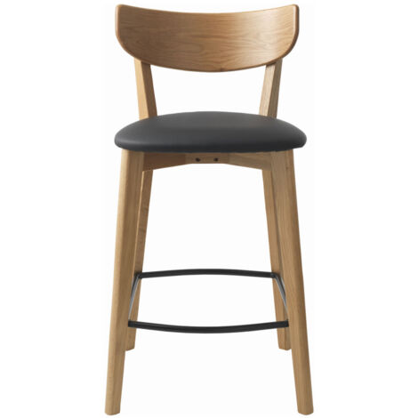 Lot de 2 chaises de bar en bois et simili H67cm - Bois clair - AUDE (1/5)