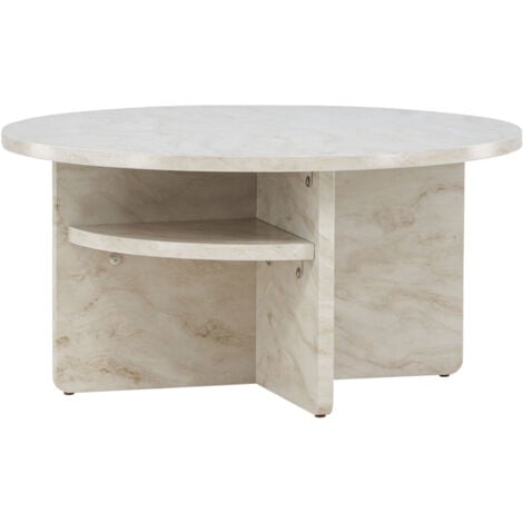 Table basse ronde effet marbre ø85cm - Beige - Alesund