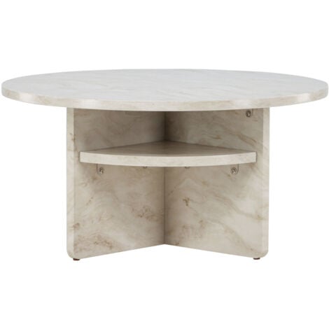 Table basse ronde effet marbre ø85cm - Beige - Alesund