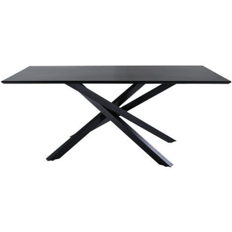 Ebuy24 – Table de salle à manger 8 places en bois MDF et métal noir – Dimensions 90x190cm – Design contemporain et épuré (1/8)